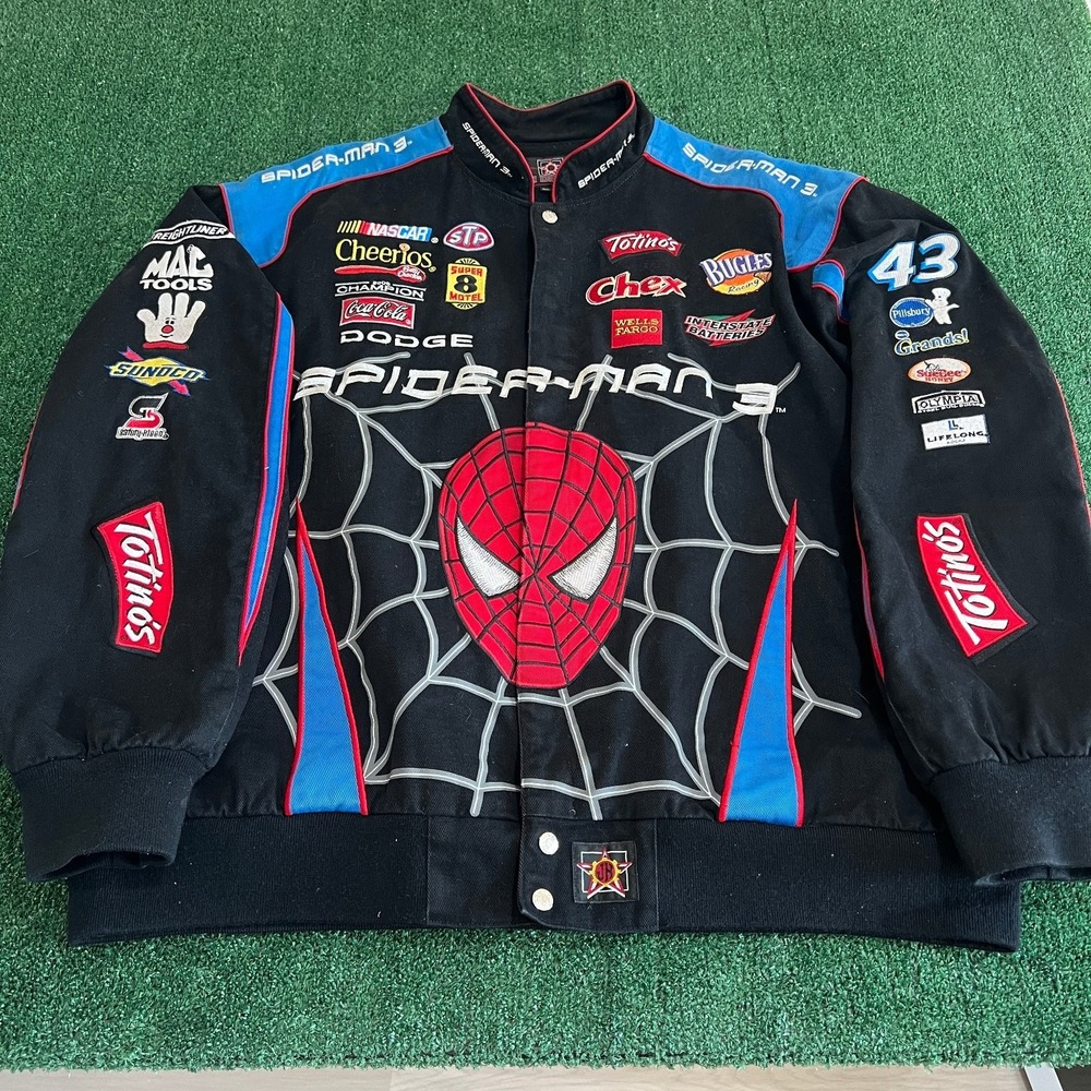 VTG JH Design Spider-Man 3 Movie Promo Nascar Racing Jacket Mens 3XL Black Y2K